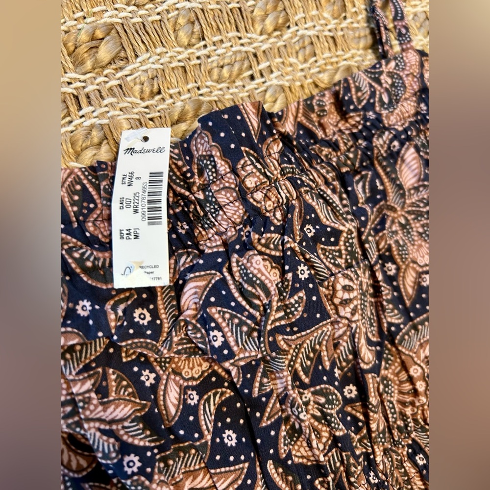 Madewell | Smocked Bubble Hem Midi Dress Sz 8 - Picture 7 of 7